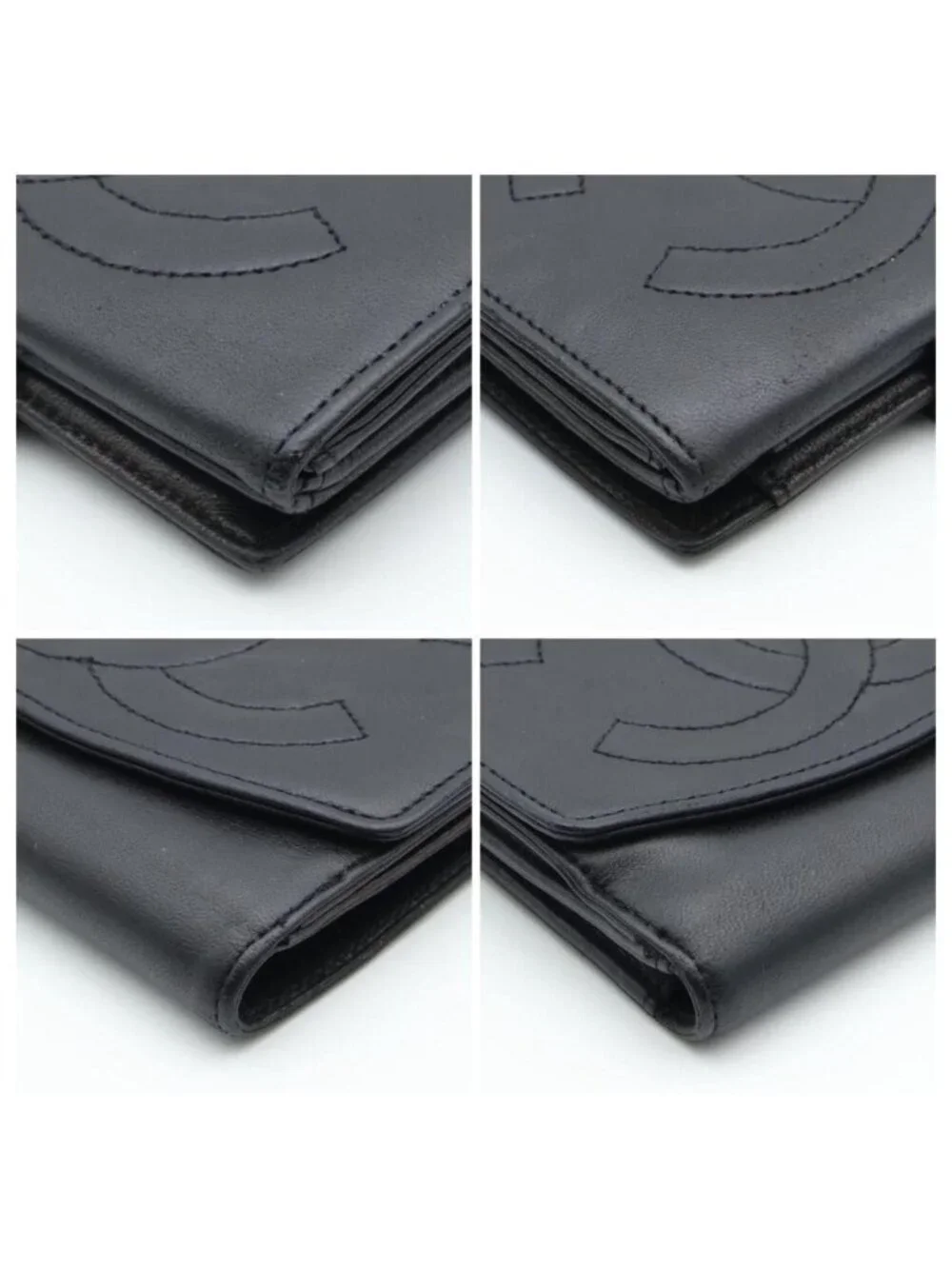 Chanel Jumbo CC Logo Hook Bifold Wallet Lambskin Black